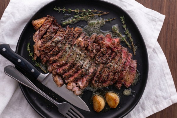 Ribeye Steak in a Cast-Iron Skillet